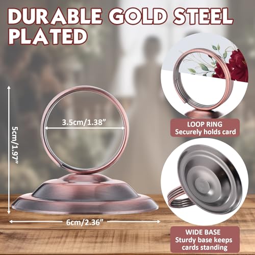 MotiMind 24 Pcs Table Number Holders-Metal Place Card Holders Table Number Stands Tabletop Sign Stands for Photos, Menu, Memo, Notes, Wedding, Restaurant, Banquet, Birthday(Antique Copper) - color: Antique Copper