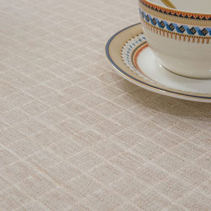 GLORY SEASON Textured Tablecloth Linen-Look Rustic Burlap Style Washable Solid Heavy Weight Lace Trim Rectangle Fabric Table Cloth,Table Cover for Kitchen Dinning Tabletop Decoration55x70 in Beige - size: 70" x 55" (Rectangular)