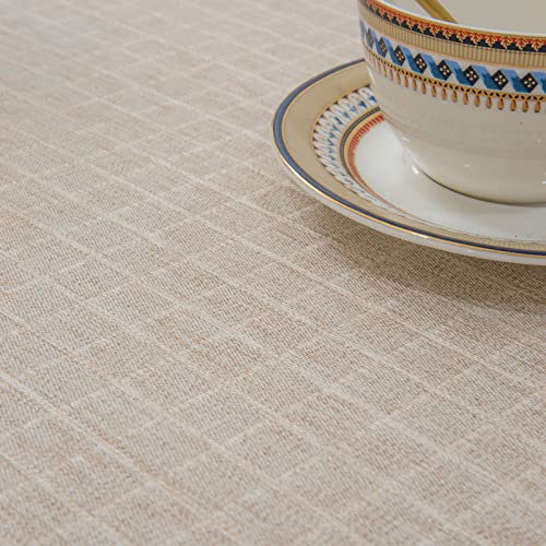 GLORY SEASON Textured Tablecloth Linen-Look Rustic Burlap Stlye Washable Solid Heavy Weight Lace Trim Fabric Table Cloth,Table Cover for Kitchen Dinning Tabletop Decoration70 in Round Beige - size: 70" (Round)