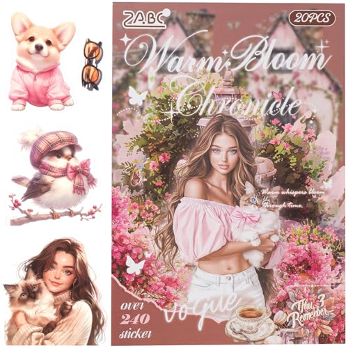YagCu Stickers for Journaling, 20 Sheets Pets Dogs Cats Junk Journal Sticker, PET Washi Materials Scrapbooking Supplies for Adults, Animal Transparent Decorative Art Crafts - color: With Pets