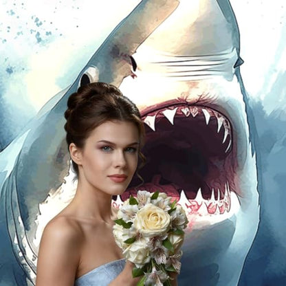 Shark in The sea Backdrop Background for Photography 5x7ft Photobooth Professional Photo Backdrop Curtains Video Photography Studio Photo Backgrounds Banner Booth Background Screen Parties - color: Shark In The Sea