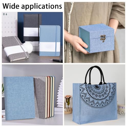 CRASPIRE 51 x 11.8 Inch Light Blue Book Cloth Book Binding Fabric with Paper Back Polyester Linen Woven Cover for Books Album Scrapbooking Archival DIY Covering Bookbinding Protector - color: Light Steel Blue-2