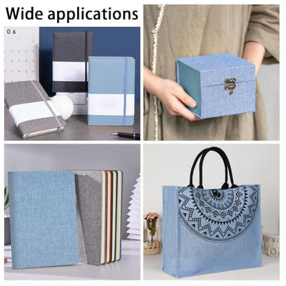 CRASPIRE 51 x 11.8 Inch Light Blue Book Cloth Book Binding Fabric with Paper Back Polyester Linen Woven Cover for Books Album Scrapbooking Archival DIY Covering Bookbinding Protector - color: Light Steel Blue-2