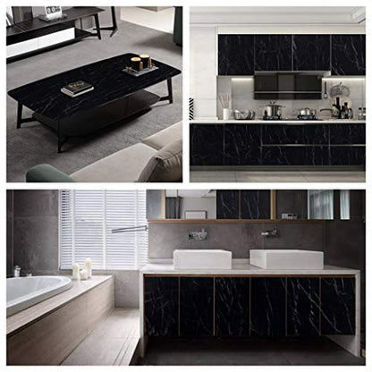Arthome Black Marble,17"x120" Inches Peel and Stick Wallpaper, Black Marble Contact Paper Self-Adhesive and Removable Vinyl Wallpaper Waterproof Contact Paper for Cabinets Countertops Wall Covering - color: Black Marble, size: 17" x 120"