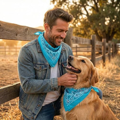 The Peacock Crew Premium Soft Cotton Bandanas Pack for Men and Women Paisley 22 x 22 inches - color: Pack of 4 Azur Blue