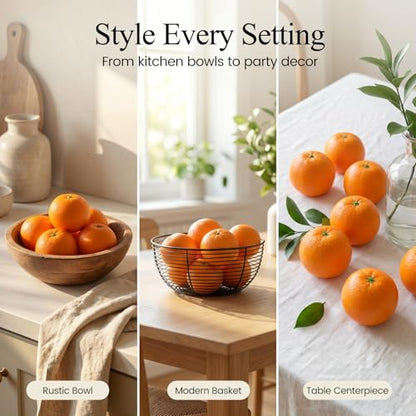 HAKSEN 12 PCS Fake Oranges, Artificial Fruits for Decoration Lifelike Fake Fruit Faux Oranges for Home Kitchen Cabinet Decor Photography Prop