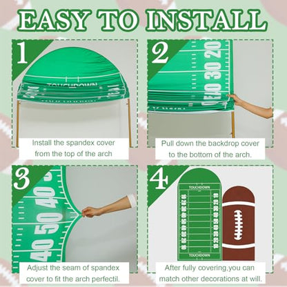 VitalCozy 2 Pcs 7.2ft 6ft Football Field and Football Birthday Party Arch Backdrop Cover Rugby Photography Backdrops Spandex Fitted Arch Stand Covers for Rugby Sport Theme Party Decorations - style: Football