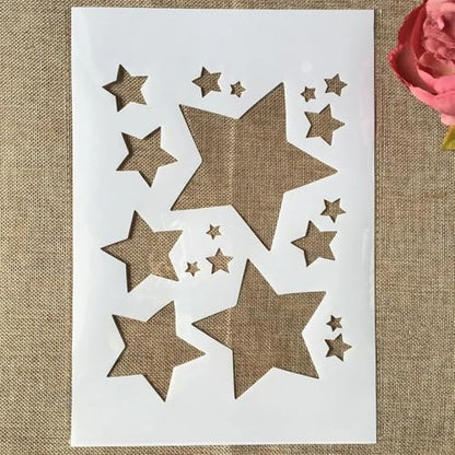 TIAMECH A4 Reusable Shinning Stars Stencil for Painting - Five-Pointed Stars Layering Template, DIY Wall Art, Wood Furniture, Scrapbook & Crafts (8.3x11.7inch) - style: Shinning Stars
