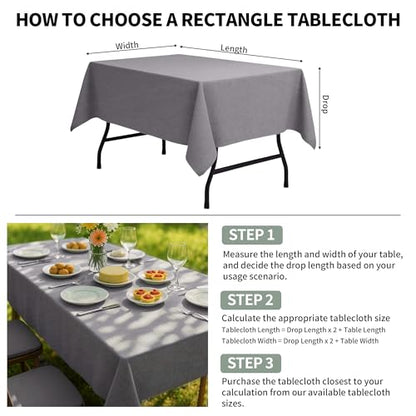Tablecloths 60x70 inch for 6 Foot Rectangle Table，Cream Tablecloth，Waterproof，Faux Linen ，Grey - color: Grey, size: 54" x 70" (Rectangular)