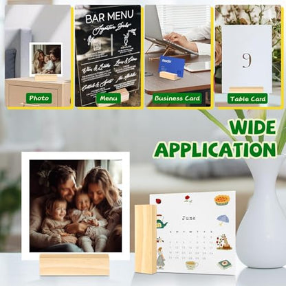 15 Pieces Wood Table Number Stands Wood Place Card Holders Picture Holder Acrylic Sign Holders for Ceremony Birthday Party Home Decoration - size: 2.75" 15pcs