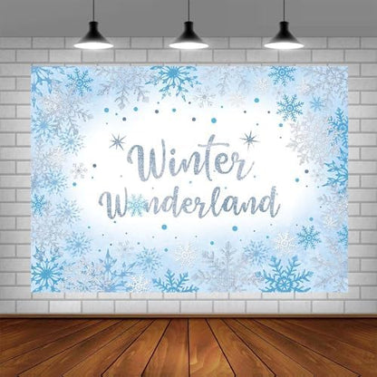 AIBIIN 10x7ft Winter Wonderland Backdrop for Photography Winter Wonderland Baby Shower Backdrop for Boys Baby It's Cold Outside Blue Snowflake Decorations Banner Photo Props Supplies - size: 10x7ft