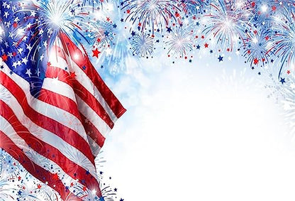 AOFOTO 10x8ft Fireworks Patriotic American Flag Backdrop 4th of July Independence Day Photography Background Stars and Stripes USA National Celebration Veteran Day Holiday Festival Photo Studio Props - size: 10x8ft