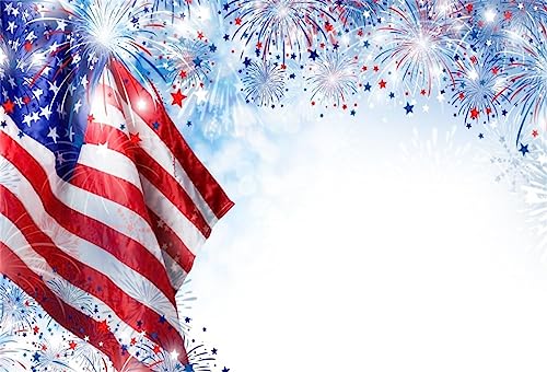 AOFOTO 10x8ft Fireworks Patriotic American Flag Backdrop 4th of July Independence Day Photography Background Stars and Stripes USA National Celebration Veteran Day Holiday Festival Photo Studio Props - size: 10x8ft