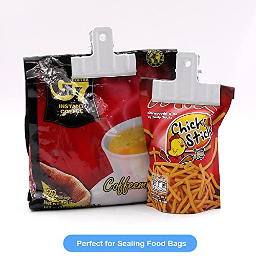 Coideal White Bull Clips Thickened - 10 Pack 3 Inch Long Large Metal Binder Paper Clips Clamps for Food Bags, Office & Home Kitchen (77 mm) - color: White