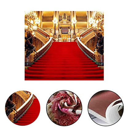 Red Carpet Backdrop, Golden Palace Gorgeous European Hall Photo Backdrop, Vinyl 10x10ft Prom Picture Photo Studio Props BJXTGU71 - color: Red, size: 10x10ft