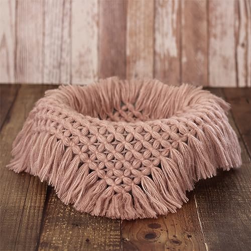 Coberllus Newborn Baby Photography Props Blanket Handmade Knitted Twist Wrap Posing Aid Backdrops for Boy Girls Photography Shoot - color: Dusty Pink