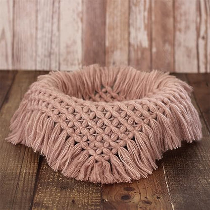 Coberllus Newborn Baby Photography Props Blanket Handmade Knitted Twist Wrap Posing Aid Backdrops for Boy Girls Photography Shoot - color: Dusty Pink
