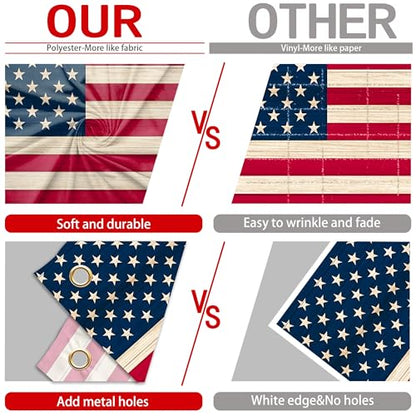 American Flag Backdrop 7x5 FT 4Th of July Independence Day Patriotic Photo Backdrops Rustic Brown Wooden Board Background Large Floor Wall Photo Booth Party Banner Anniversary Supplies - color: Red 2, size: 7x5 FT