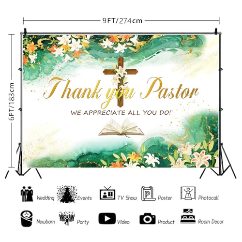Thank You Pastor Backdrop Pastor Appreciation Day Photography Background Marble Texture Appreciation Decor Banner Church Events Celebrations Supplies Photo Booth Studio Props 9x6ft FU054YL - size: 9x6ft