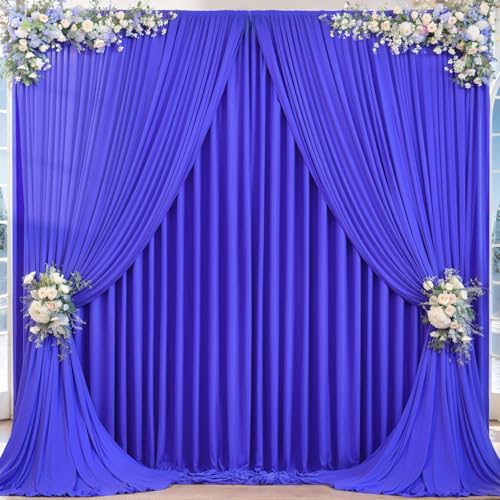 16x10FT Royal Blue Backdrop Curtains for Wedding Parties, Wrinkle Free Polyester Photography Backdrop Drapes for Wedding Baby Shower Birthday Parties Stage Background Stand Decorations 4x10ft,4 Panels - color: Royal Blue, size: W4' X H10'(4 Panels)