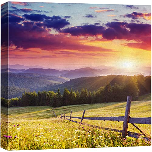 Canvas Prints Wall Art - Majestic Sunset in The Mountains Landscape, Beautiful Mountain Scenery | Modern Wall Decor/Home Art Stretched Gallery Canvas Wraps Giclee Print & Ready to Hang - 12" x 12" - color: Artwork - 18, size: 12"L x 12"W