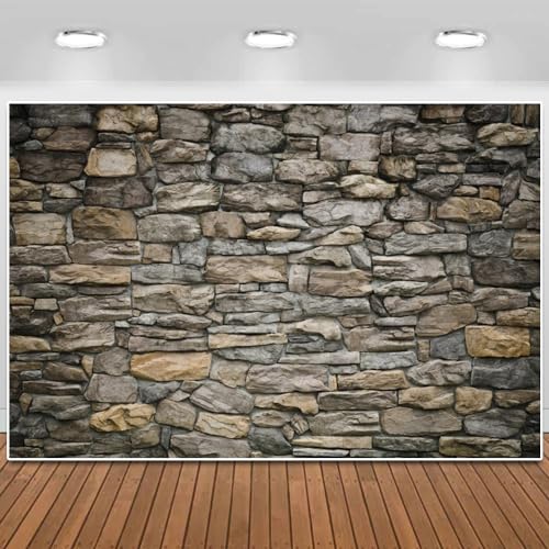 Stone Brick Wall Photography Backdrop Stone Backsplash Brick Wallpaper Background Baby Adult Family Artistic Portrait Photo Video Shooting Studio Props 10X8FT
