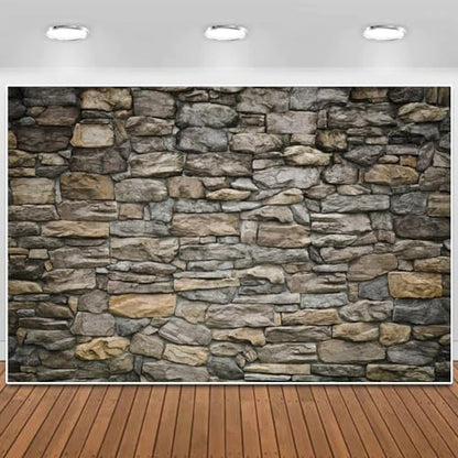 Stone Brick Wall Photography Backdrop Stone Backsplash Brick Wallpaper Background Baby Adult Family Artistic Portrait Photo Video Shooting Studio Props 10X8FT