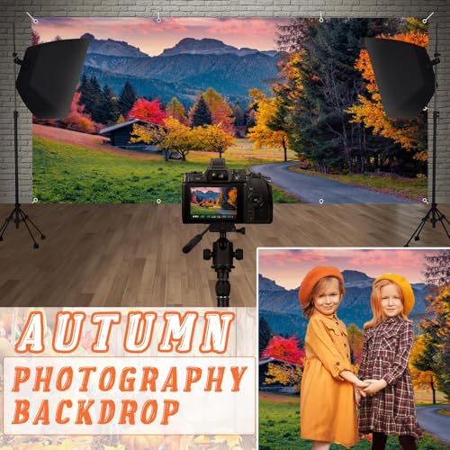 Fall Garage Door Cover Banner Decorations Backdrop 6x13ft Large Thanksgiving Autumn Country Forest Maple Leaves Nature Landscape Garage Door Banner Party Photoshoot Studio Prop Photography Background - size: 6x13ft