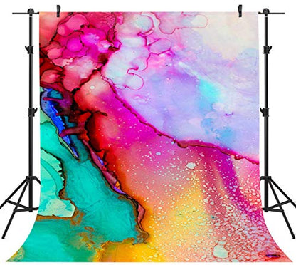 Colorful Watercolor Painting Backdrops Art Paint Photography Backgrounds Vinyl 5x7ft 80's 90's Theme Birthday Party Backdrop Photo Studio Props PHMOJEN WQPH401 - size: 5x7ft