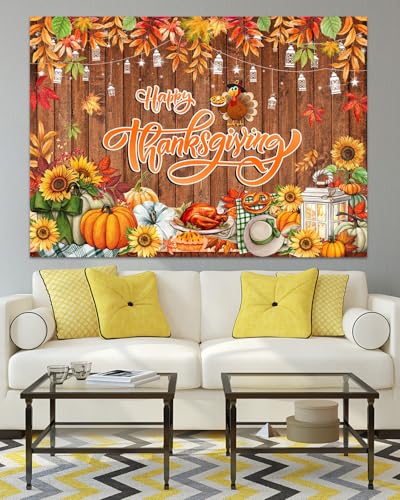 Mocsicka Fall Thanksgiving Backdrop Banners for Wall - Backdrops for Photography - Pumpkin Wall Decorations Indoor (8x6ft (96x72 inch)) - size: 8x6ft (96x72 inch)