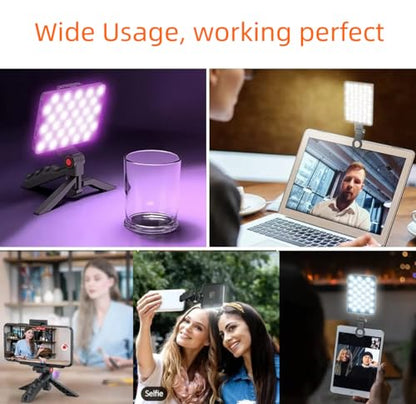 Selfie Light, Rechargeable Phone Light Clip for iPhone, 3 Modes 10-Level Brightness, Portable Light for iPhone, iPad, Laptop, TikTok, Live Stream, Vlog (black-80)