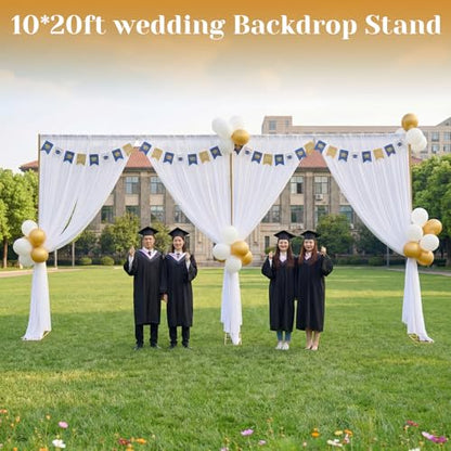 Novabright 10x20ft Backdrop Stand Heavy Duty Pipe and Drape Backdrop Stand for Wedding and Ceremonies, Adjustable Pipe Kit Curtain Frame for Wedding Party Celebration Photography Stage(Gold)