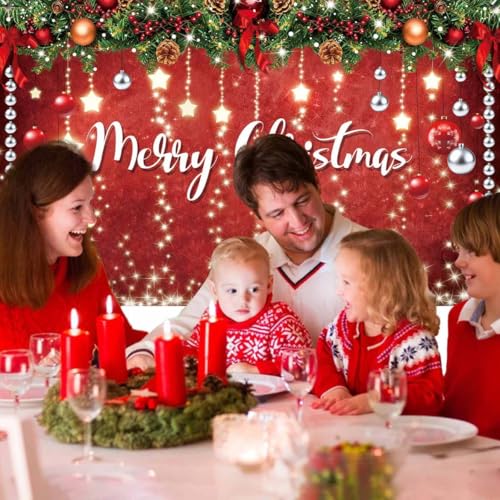 Zliisang 5.9x3.6ft Merry Christmas Backdrop for Photography Glitter Sparkle Red Snowflakes Photo Background Winter New Year Eve Family Christmas Party Decoration