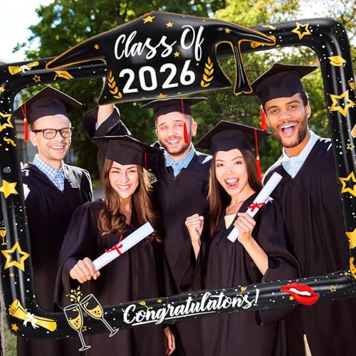 2026 Graduation Photo Booth Props Set Including Inflatable Photo Booth Frame and 20 Pcs Graduation Photo Props for Graduation Decorations Graduation Party Favors Supplies