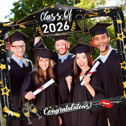 2026 Graduation Photo Booth Props Set Including Inflatable Photo Booth Frame and 20 Pcs Graduation Photo Props for Graduation Decorations Graduation Party Favors Supplies