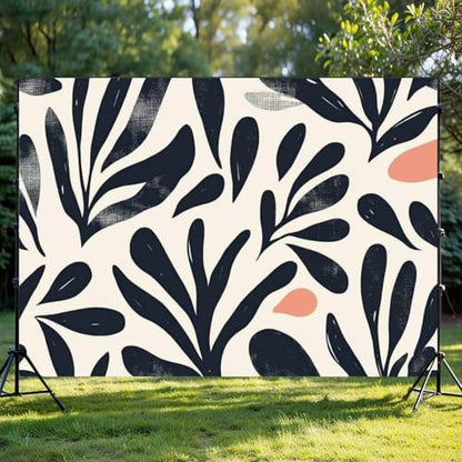 Photography Backdrop Photography Background Hand Drawn Minimal Abstract Organic Shapes Collage Contemporary Print for Photoshoot Portrait Photo Studio Video Prop Birthday Party Booth Decoration 7x5ft