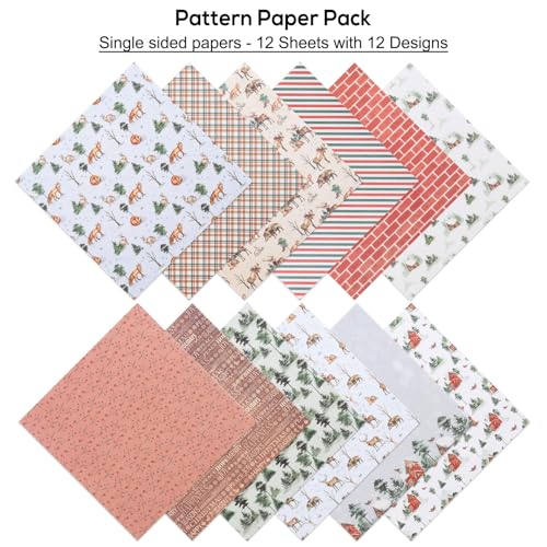12 Sheets Scrapbook Paper Pads, 12 Designs 6"x6" Single Sides Patterned CardStock Papers, 160gsm Decorative Background Craft Paper, Scrapbooking Pad for Card Making DIY Projects(Christmas) - color: Christmas