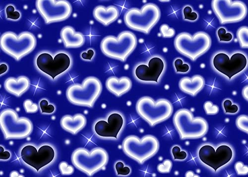 7x5ft Blue Heart Backdrop 90s Backdrops for Photoshoot Valentines Decor Banner Birthday Props X-89 - color: Blue, size: 7x5ft