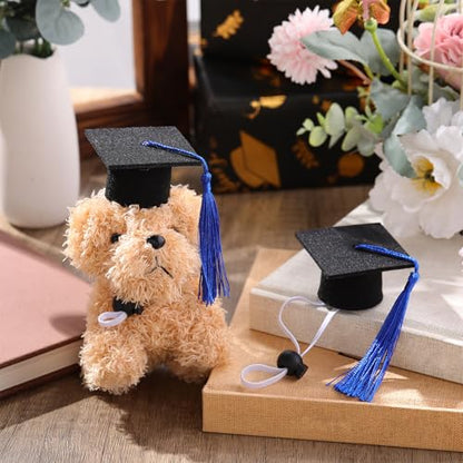 Eccliy 2 Pcs Pet Graduation Caps Mini Bachelor Hats with Tassel for Small Animal Guinea Pigs Hedgehog Bird Turtles Hamster Photo Props Graduation Holiday Festival Party Accessory(Blue) - color: Blue