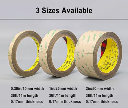 3M 300LSE Double Sided Tape for Scrapbook 2in x 36ft, Removable Heavy Duty Double Sided Mounting Tape, Transparent Adhesive Sticky Tape for Picture Hanging Strips, Poster, LED Strips, Art Craft - size: 2in X 36ft