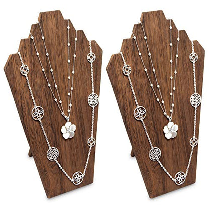 Ikee Design 2 Pcs Lightweight Wooden Necklace Display Bust Easel Jewelry Display for Shows, Necklace Stand, Brown Color, 8.3 W x 4.3 D x 13 H in - color: Brown