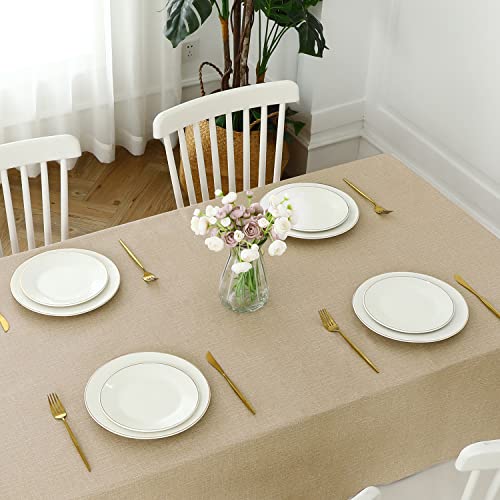 Romanstile 100% Waterproof PVC Tablecloth, Rectangle Oil Spill Proof Stain Resistant Vinyl Table Cloth, Wipe Clean Plastic Table Covers for Kitchen/Dining/Parties - 54 x 120 Inch, Khaki - color: Khaki, size: 54" x 120" (Rectangular)