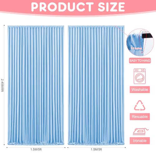 Asee'm 10x8FT Blue Backdrop Curtains for Parties, Polyester Photo Fabric Curtain Backdrop Drapes for Birthday Wedding Party Decor Background Photography with Rod Pocket, 5x8FT, 2 Panels - color: Blue, size: 5'(W) x 8'(H), 2 panels