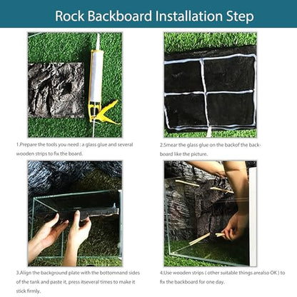 4pcs Rock Terrarium Background,3D Reptile Tank Background Board,Amphibian Stereo Backdrop Wall,Lizard Snake Gecko Spider Chameleon Turtle Fish pet silo Background Decorative Panel - color: Blue 4P