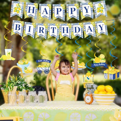 Lemon Birthday Banners - 10PCS Capri Swirls Decorations for Amalfi Coast Party Supplies - style: Lemon