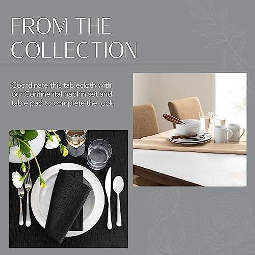 Elrene Home Fashions Continental Solid Texture Water, Stain & Wrinkle Resistant Tablecloth, 52"X52" Square, Black - color: Black, size: 52" x 52" (Square)