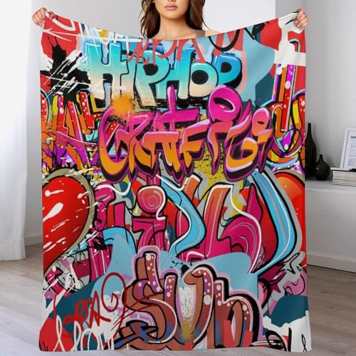Graphic Throw Blanket Hip Hop Street Culture Harlem New York City Wall Graffiti Art Spray Image Blanket for Sofa Bed Couch Chair Or Dorm 30"x40" - color: Style-9, size: 30"x40"