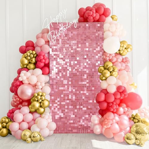 Pink Shimmer Wall Backdrop Panel 3FTx4FT Sparkle Photo Backdrop for Wedding Balloon Party Baby Shower Engagement Kids Girls Birthday Decorations - color: Pink, size: 3ftx4ft