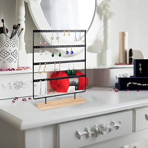 Mocolo Earring Holder Stand, Earring Organizer Display Holder Stand for Hanging Earrings(88 Holes & 4 Layers) - color: Black