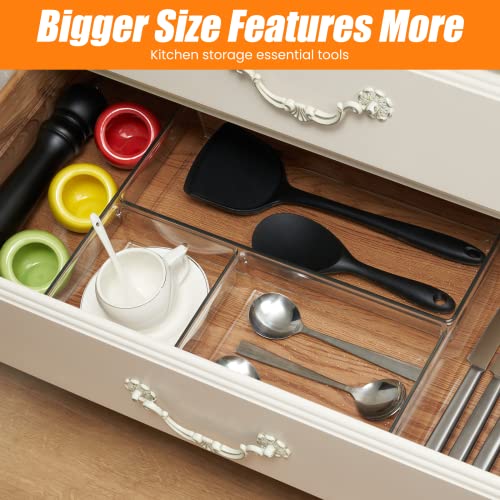 Criusia 22 Pcs Drawer Organizer Bins, Acrylic Non Slip Kitchen Drawer Organizers Storage Tray Divider, Multifunctional Storage for Cosmetics, Bathroom, Tools, Kitchen and Office - size: 22 Pack